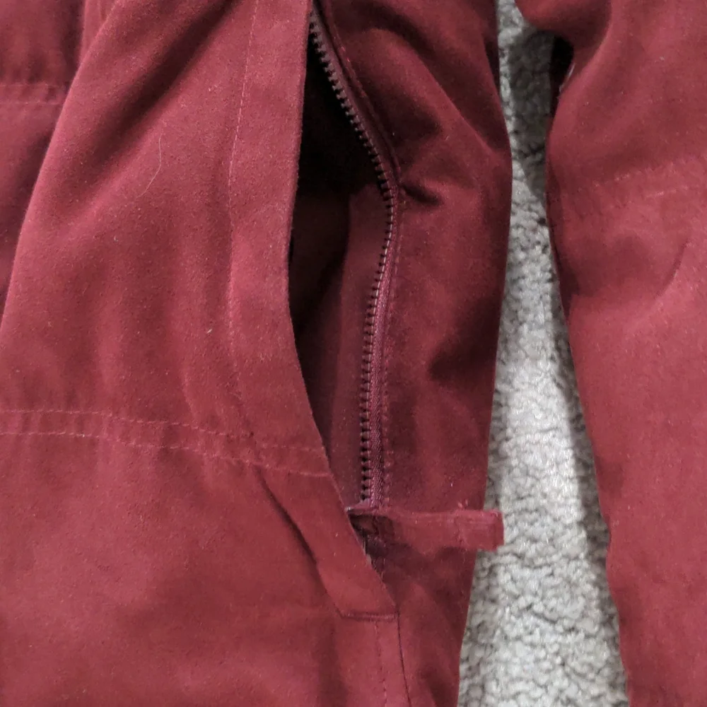 LL BEAN Microsuede Goose Down Quilted Maroon Coat Parka Jacket - Picture 5 of 8